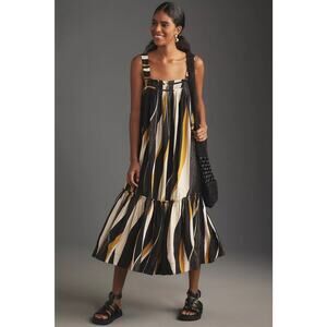 By Anthropologie Square Neck Smocked Waistless Midi Sundress Size 2XL